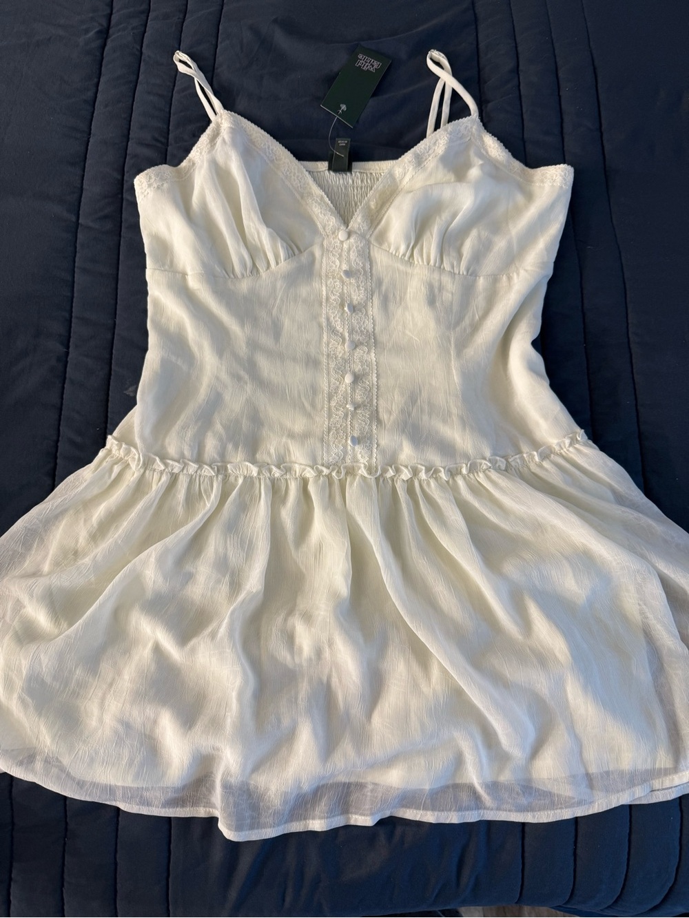 Wild fable White Cotton Cami Dress - Lightweight Spaghetti Strap Top